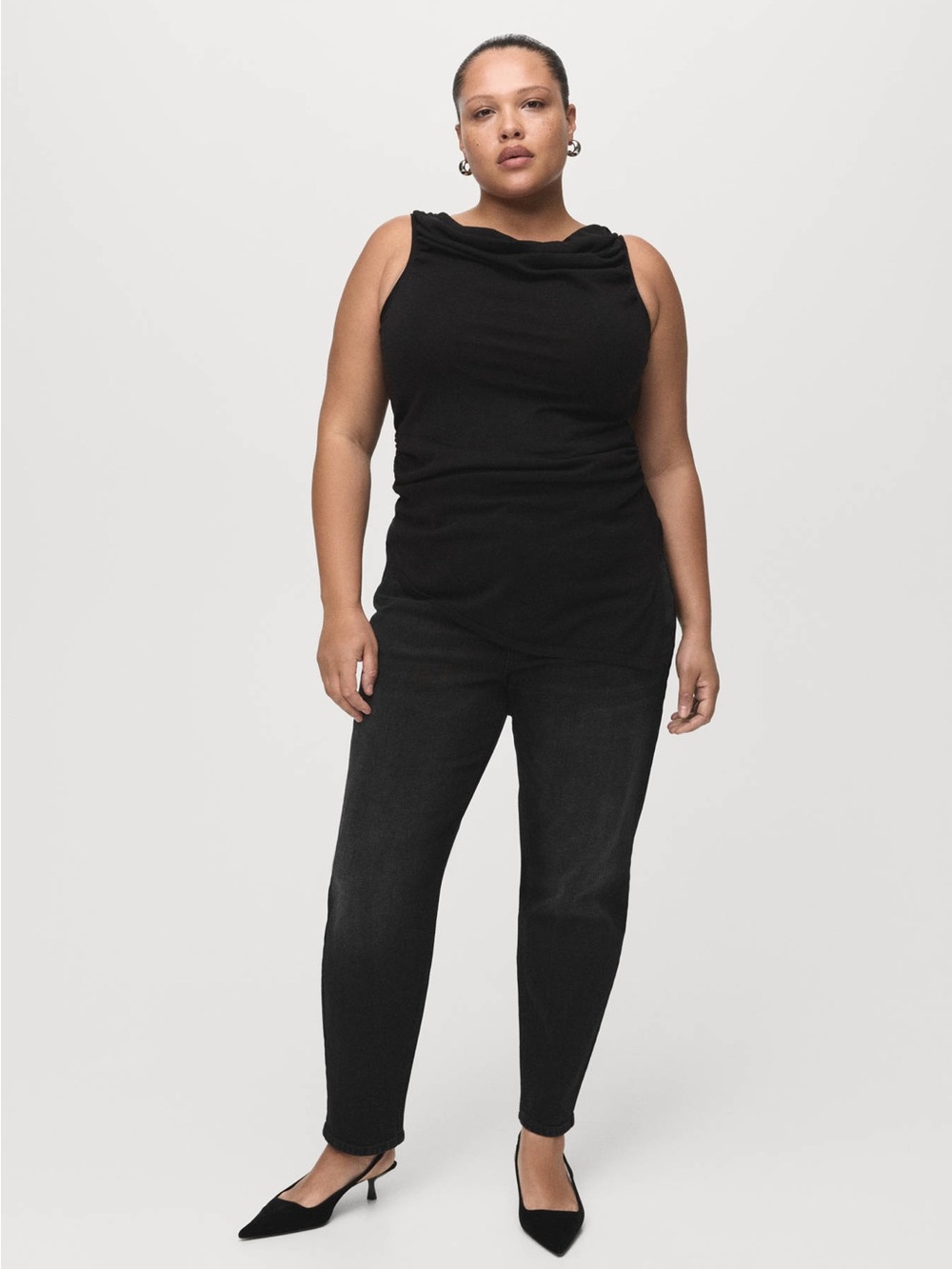 Mango Black Denim 'Carla' High-Rise Jeans